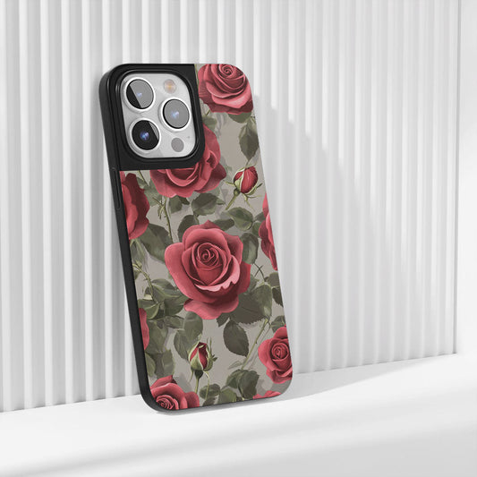 Industry-Level Tough Matte Red Rose iPhone Case