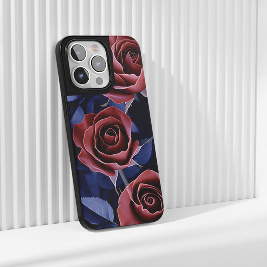 Industry-Level Tough Matte Red Rose iPhone Case