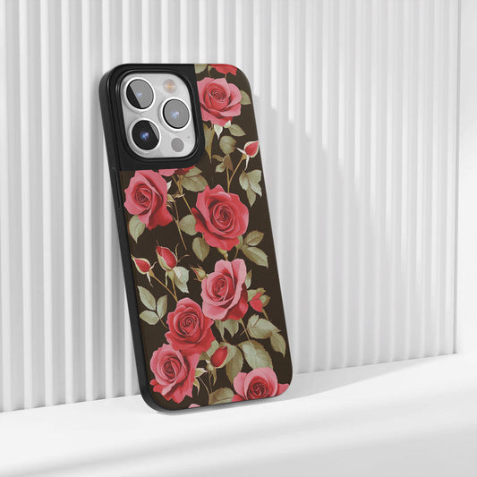 Industry-Level Tough Matte Red Rose iPhone Case