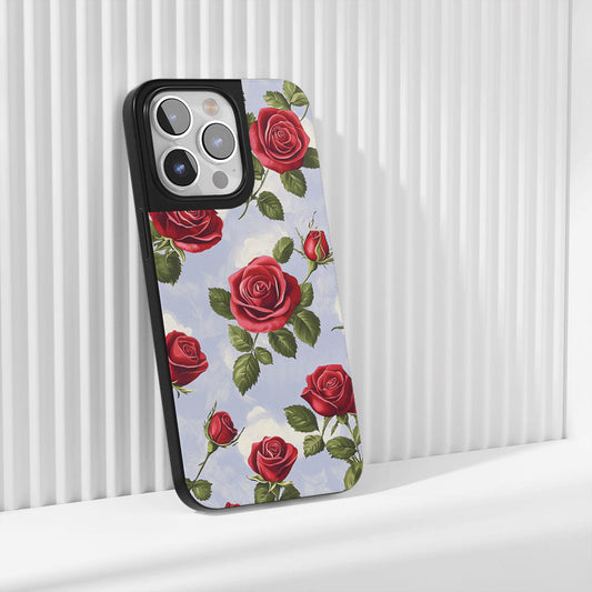 Industry-Level Tough Matte Red Rose iPhone Case