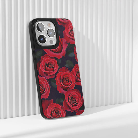 Industry-Level Tough Matte Red Rose iPhone Case