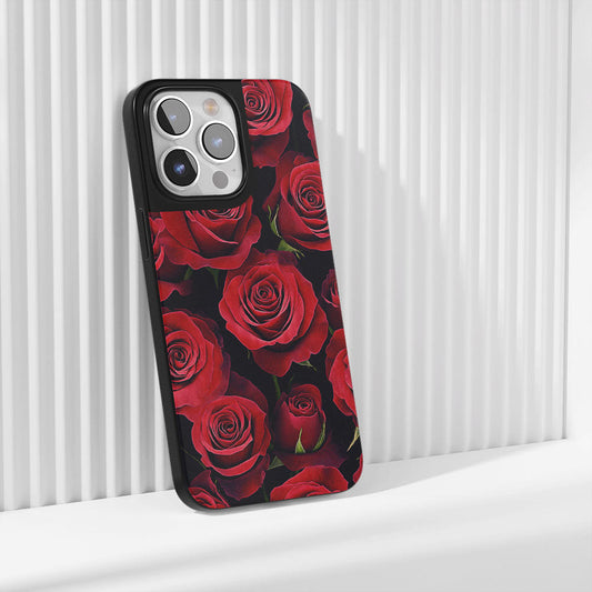 Industry-Level Tough Matte Red Rose iPhone Case