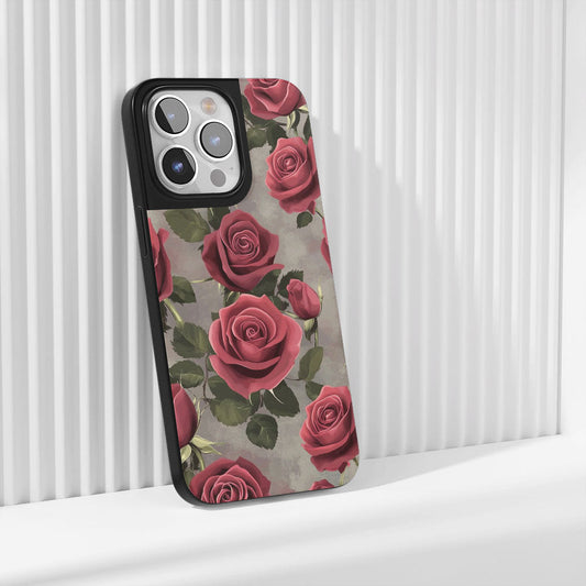 Industry-Level Tough Matte Red Rose iPhone Case