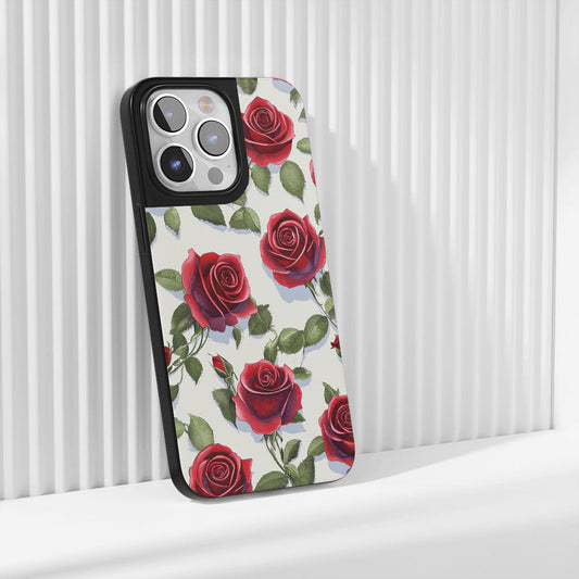 Industry-Level Tough Matte Red Rose iPhone Case