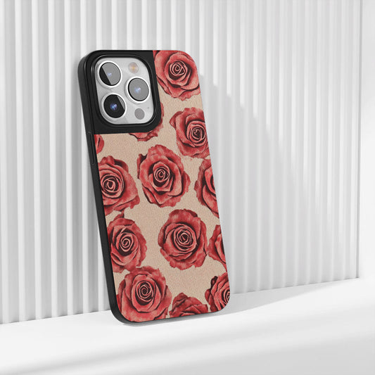 Industry-Level Tough Matte Red Rose iPhone Case