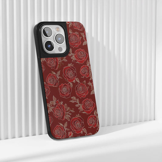 Industry-Level Tough Matte Red Rose iPhone Case