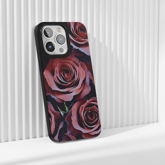 Industry-Level Tough Matte Red Rose iPhone Case